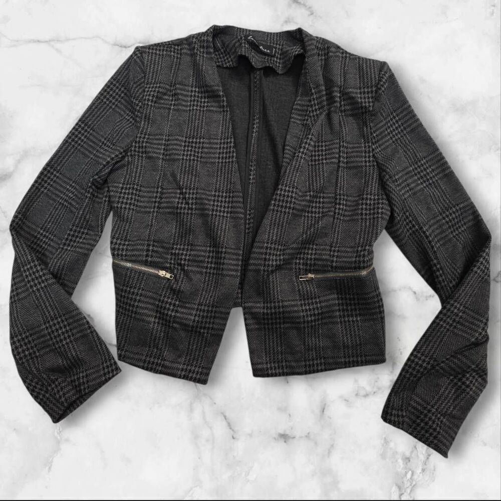 Love Tree Gray Houndstooth Plaid Blazer Size Large